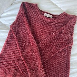 “Pink Rose” Burgundy Sweater
